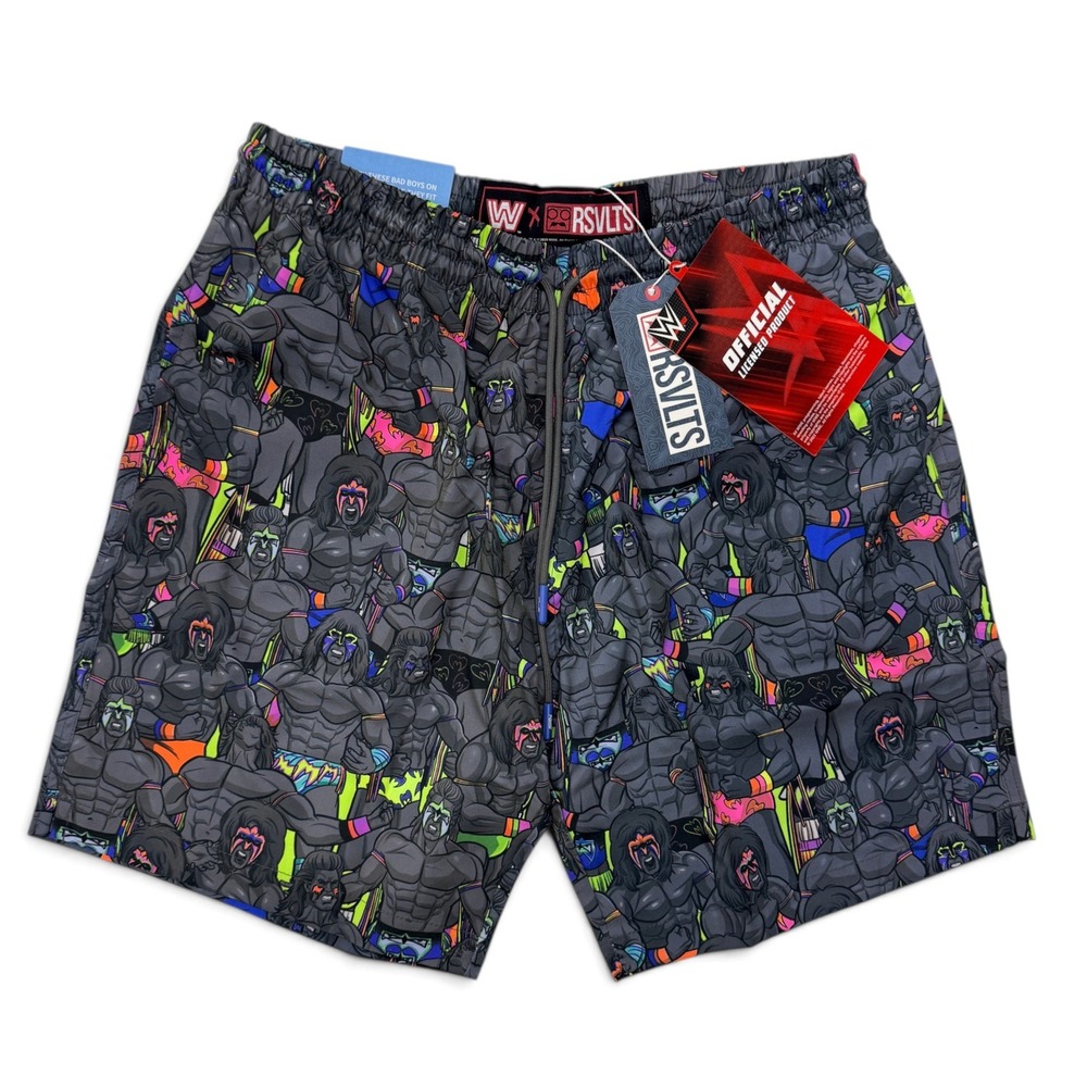 RSVLTS WWE Spirit of the Ultimate Warrior Hybrid Shorts Mens Small Grey Neon NWT